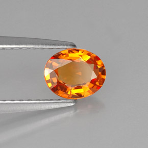 Saphir orange naturelle coupe ovale, 0,66 ct, VVS-VS