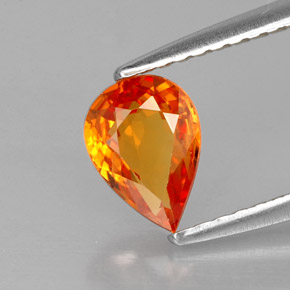 Saphir orange naturelle en forme de poire, 0,87 ct, VS