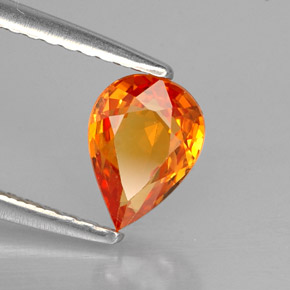 Saphir orange naturelle en forme de poire, 0,87 ct, VS