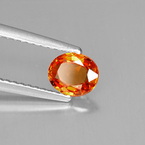 Saphir orange naturelle coupe ovale, 0,69 ct, VVS-VS