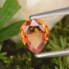 Saphir orange naturelle en forme de poire, 0,59 ct, VVS-VS