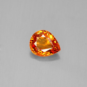 Saphir orange naturelle en forme de poire, 0,72 ct, VVS-VS