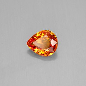 Saphir orange naturelle en forme de poire, 0,72 ct, VVS-VS