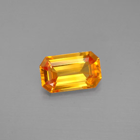 Saphir orange naturelle taille émeraude, 1,38 ct, VVS-VS