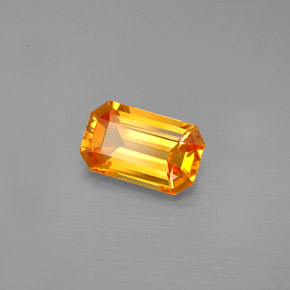 Saphir orange naturelle taille émeraude, 1,38 ct, VVS-VS