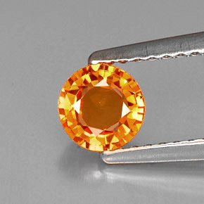 Saphir orange naturelle coupe roude, 0,60 ct, VVS