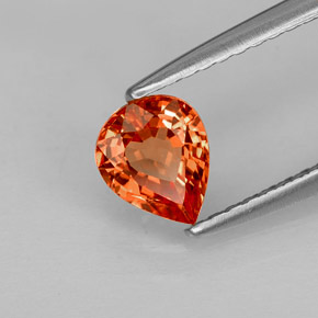 Saphir orange naturelle en forme de poire, 0,74 ct, VVS-VS