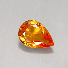 Saphir orange naturelle en forme de poire, 0,83 ct, IF