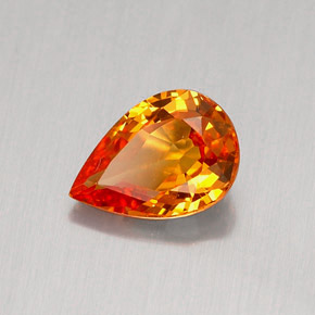 Saphir orange naturelle en forme de poire, 0,83 ct, IF