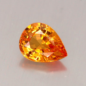 Saphir orange naturelle en forme de poire, 0,69 ct, VVS