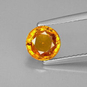 Saphir orange naturelle coupe roude, 1,55 ct, VVS