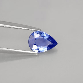 Saphir bleue naturelle en forme de poire, 0,66 ct, VVS