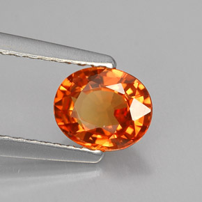 Saphir orange naturelle coupe ovale, 0,81 ct, VVS-VS