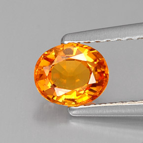 Saphir orange naturelle coupe ovale, 0,82 ct, VVS-VS