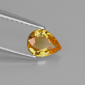 Saphir jaune naturelle en forme de poire, 0,54 ct, VVS