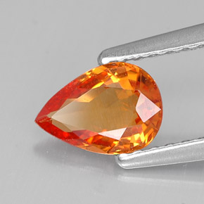 Saphir orange naturelle en forme de poire, 0,72 ct, VVS-VS