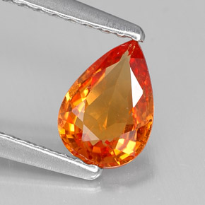 Saphir orange naturelle en forme de poire, 0,72 ct, VVS-VS
