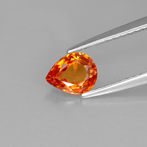 Saphir orange naturelle en forme de poire, 0,73 ct, VVS
