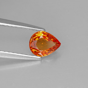 Saphir orange naturelle en forme de poire, 0,73 ct, VVS