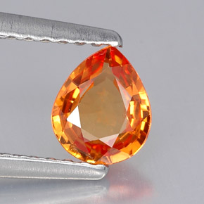 Saphir orange naturelle en forme de poire, 0,60 ct, VVS-VS