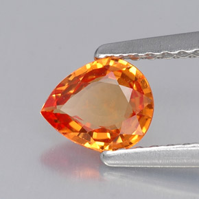 Saphir orange naturelle en forme de poire, 0,60 ct, VVS-VS
