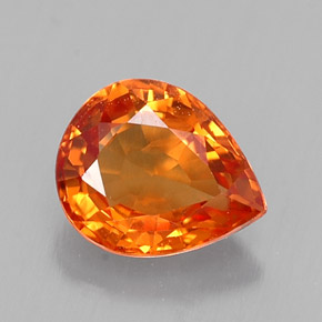 Saphir orange naturelle en forme de poire, 0,70 ct, VS