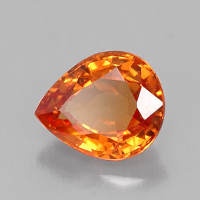 Saphir orange naturelle en forme de poire, 0,70 ct, VS