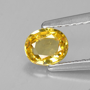 Saphir jaune naturelle coupe ovale, 0,46 ct, VVS-VS