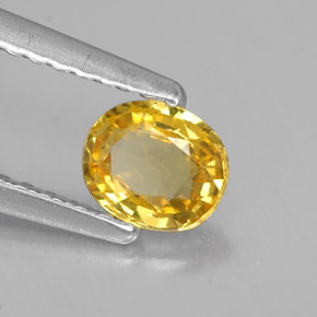 Saphir jaune naturelle coupe ovale, 0,46 ct, VVS-VS