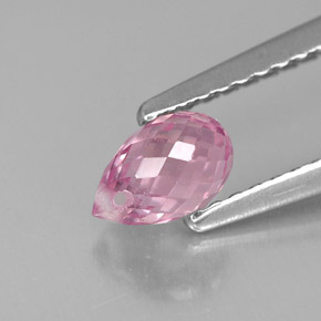 Saphir rose naturelle briolette, 0,90 ct, VVS-VS