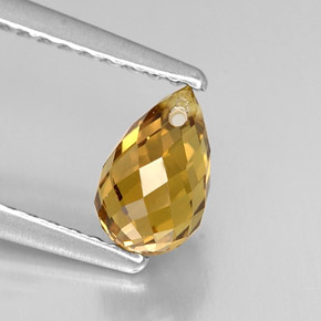 Saphir jaune naturelle briolette, 1,11 ct, VVS-VS