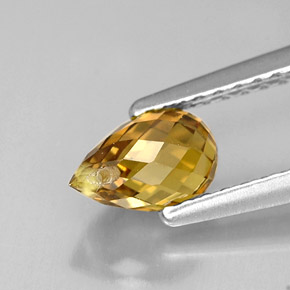 Saphir jaune naturelle briolette, 1,11 ct, VVS-VS