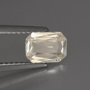 Saphir blanc naturelle taille émeraude, 0,87 ct, VVS-VS