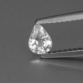 Saphir blanc naturelle en forme de poire, 0,40 ct, VS