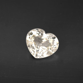 Saphir blanc naturelle forme de coeur, 1,77 ct, VVS-VS