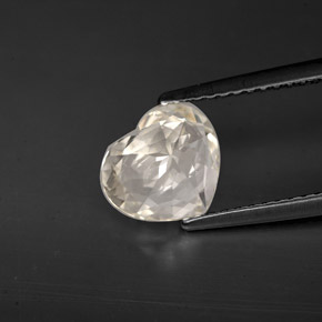 Saphir blanc naturelle forme de coeur, 1,77 ct, VVS-VS