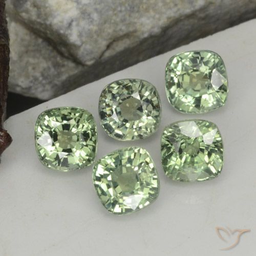 Achetez naturel 2,87ct vert saphir gems, coupe coussin, en provenance tanzanie chez gemselect. en stock, livraison internationale!
