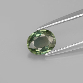 Saphir vert naturelle coupe ovale, 0,71 ct, VVS-VS