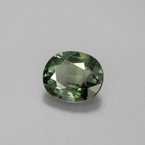 Saphir vert naturelle coupe ovale, 0,76 ct, VS