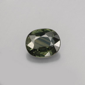 Saphir vert naturelle coupe ovale, 0,76 ct, VS