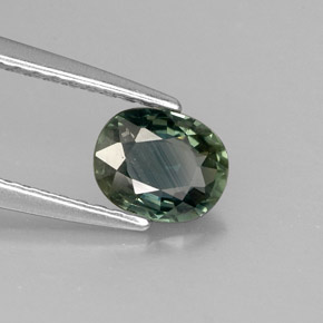 Saphir vert naturelle coupe ovale, 0,78 ct, VS