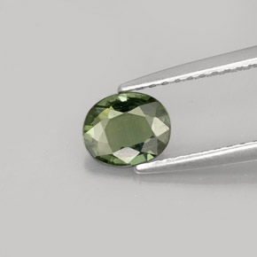 Saphir vert naturelle coupe ovale, 0,68 ct, VVS-VS