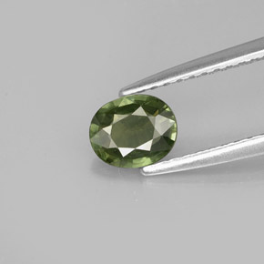 Saphir vert naturelle coupe ovale, 0,61 ct, VVS-VS