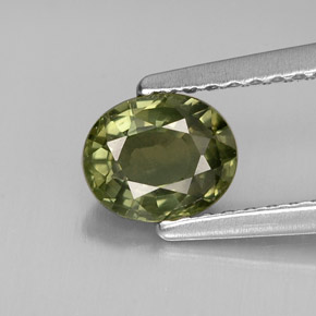 Saphir vert naturelle coupe ovale, 0,86 ct, VS