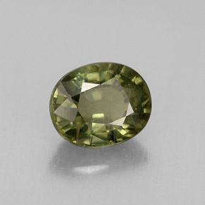 Saphir vert naturelle coupe ovale, 0,96 ct, VS