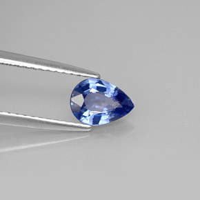 Saphir bleue naturelle en forme de poire, 0,81 ct, VVS