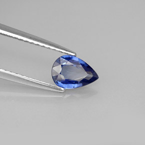 Saphir bleue naturelle en forme de poire, 0,66 ct, VVS