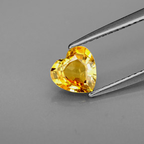 Saphir jaune naturelle forme de coeur, 0,88 ct, VVS-VS