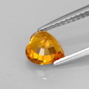 Saphir orange naturelle forme de coeur, 1,05 ct, VVS-VS