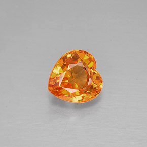 Saphir orange naturelle forme de coeur, 1,12 ct, VVS-VS